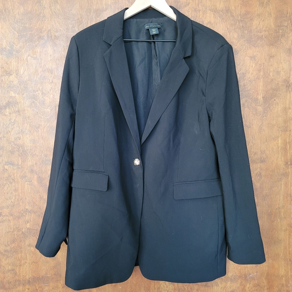 House of Harlow 1960 classic single button blazer in black and gold, size XL